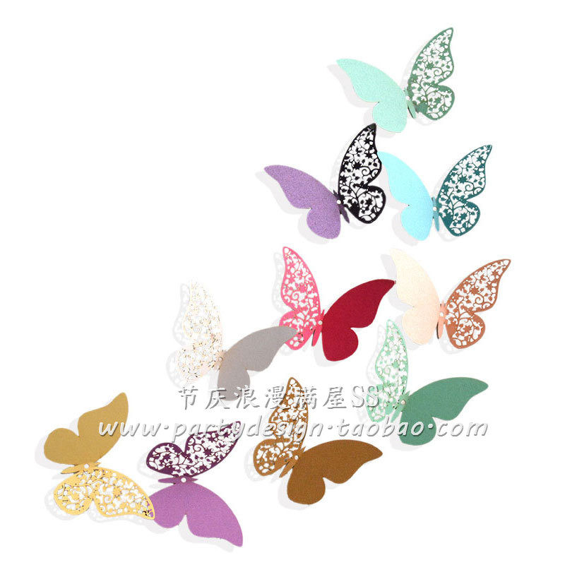 3D珠光纸手写镂空蝴蝶墙贴心愿卡 仿真蝴蝶插卡婚庆卡片气氛装饰,节庆用品/礼品,节日装扮用品,淘宝优惠券,粉丝福利购,淘宝优惠卷