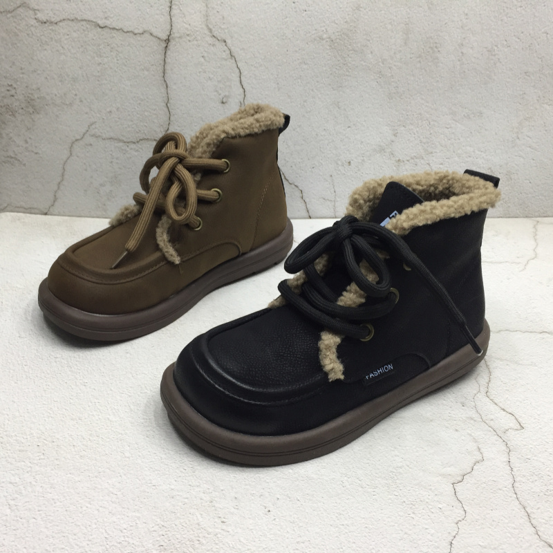 品牌撤柜2025冬季新款断码处理女鞋绑带短筒休闲显瘦加绒保暖女靴