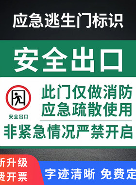 应急逃生门标识非疏散紧急出口指示牌打开消防通道标识牌贴纸