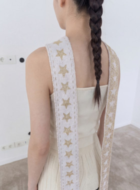 knits market 19Ac 星星围巾毛织围巾双面细条长针织围巾红色S9