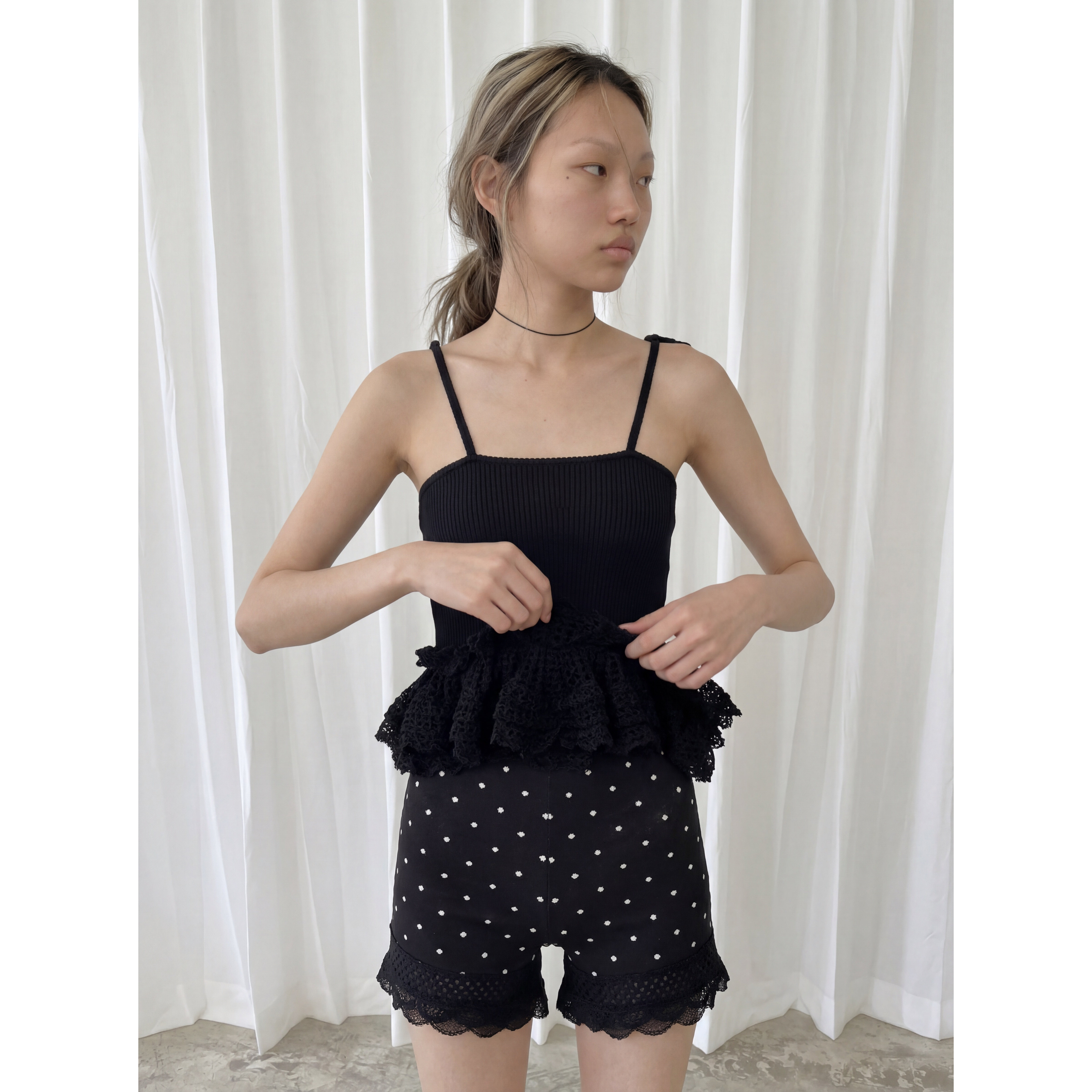 knits market 96B荷叶边抹胸细带背心蕾丝感蛋糕针织背心多色 21S
