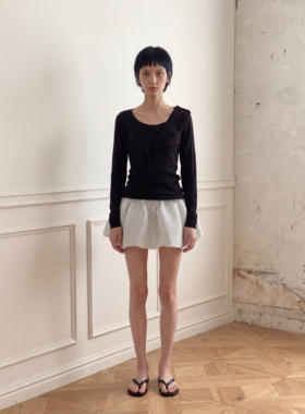 knits market 27B 连体假两件镂空毛衣针织开衫新款 黑色 23S