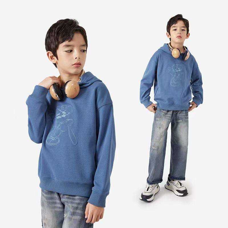 【棉质】纯一良品男童连帽卫衣2025春秋 学生休闲运动服 绣花上衣