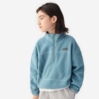 纯一良品男童半开襟摇粒绒卫衣秋