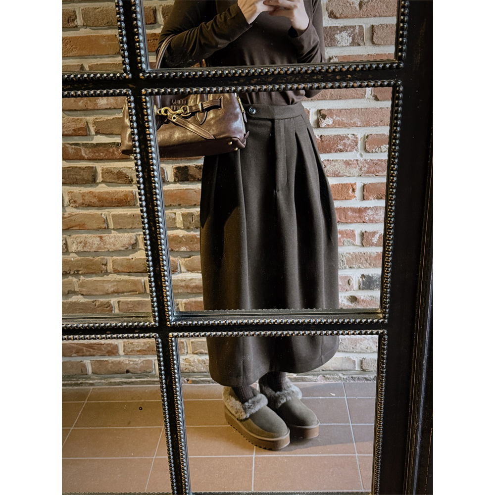 500g加厚保暖羊毛呢长裙半身裙