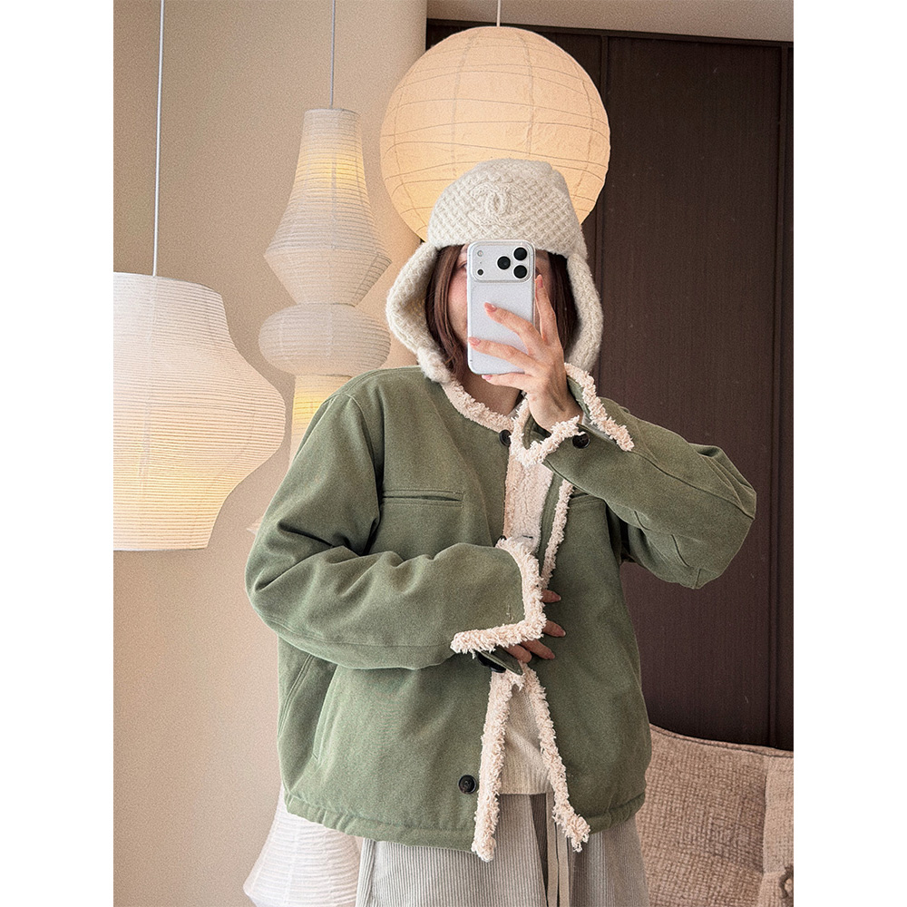 加厚保暖长绒棉沙卡毛毛棉服外套