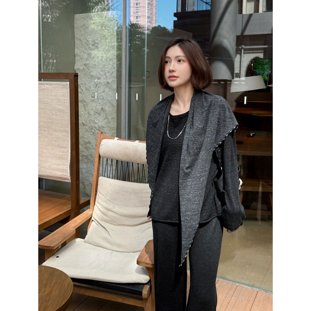 MGDM温柔软糯百搭条纹纯色三角巾