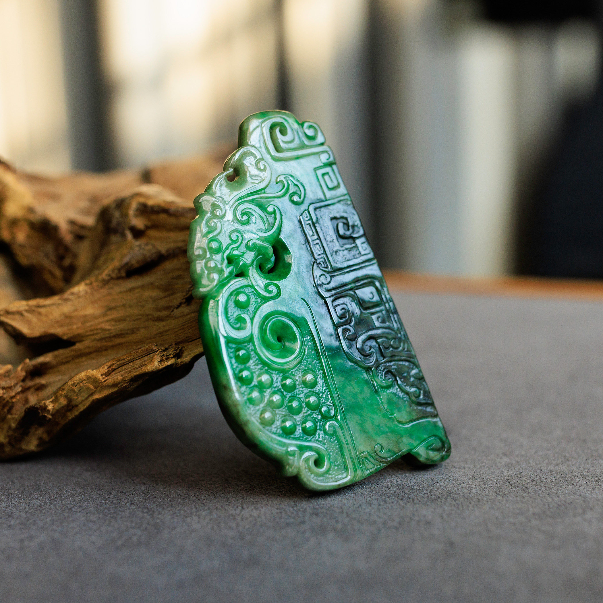 天然翡翠 a货 吊坠 挂件 仿古牌 龙凤牌 俏色 冰种