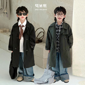 风衣潮装 男童风衣外套2025秋季 风衣宝宝韩版 儿童帅气中长款 新款