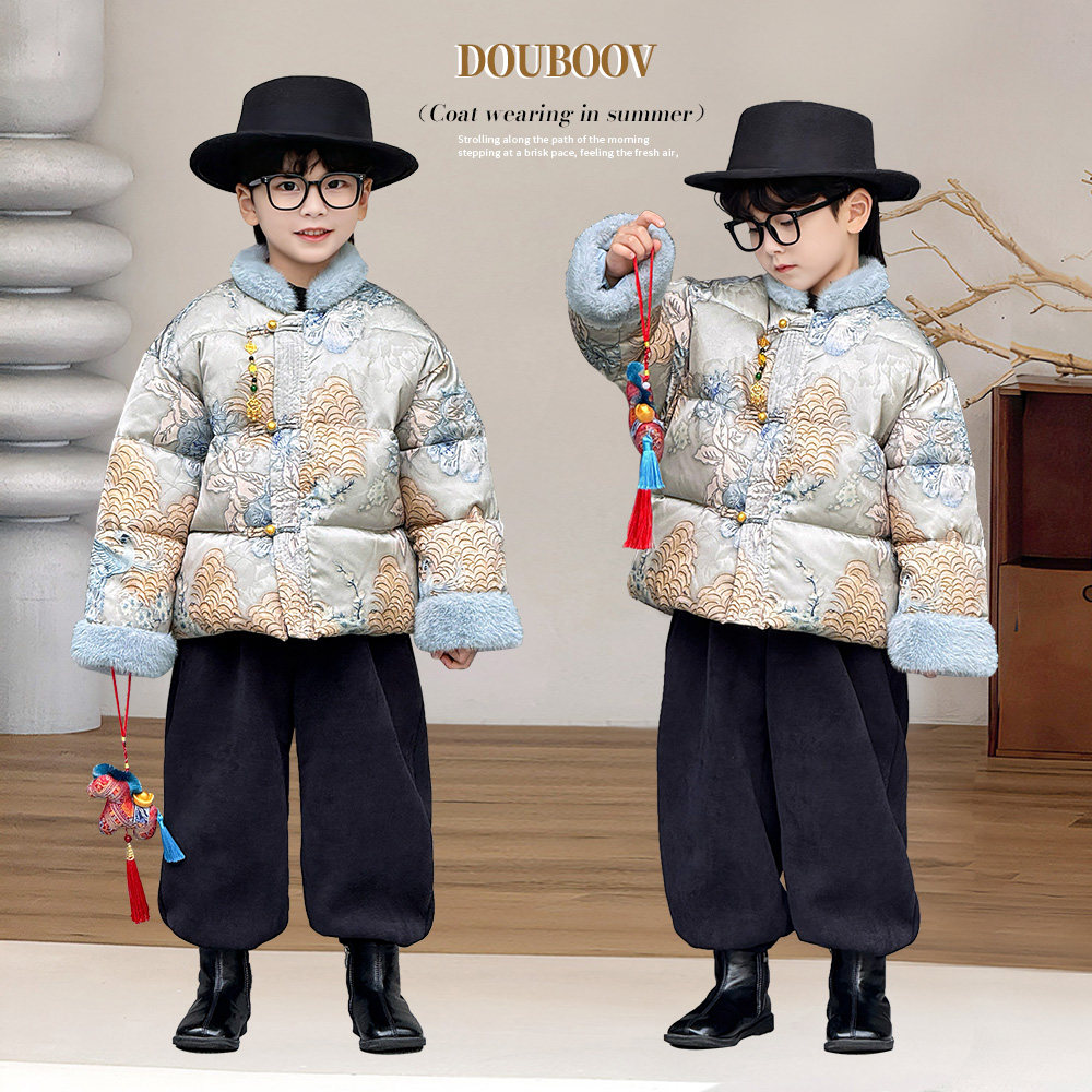 儿童新中式唐装棉服2025冬季宝宝男童国风加厚保暖外套汉服外套潮,童装/婴儿装/亲子装,唐装,淘宝优惠券,粉丝福利购,淘宝优惠卷