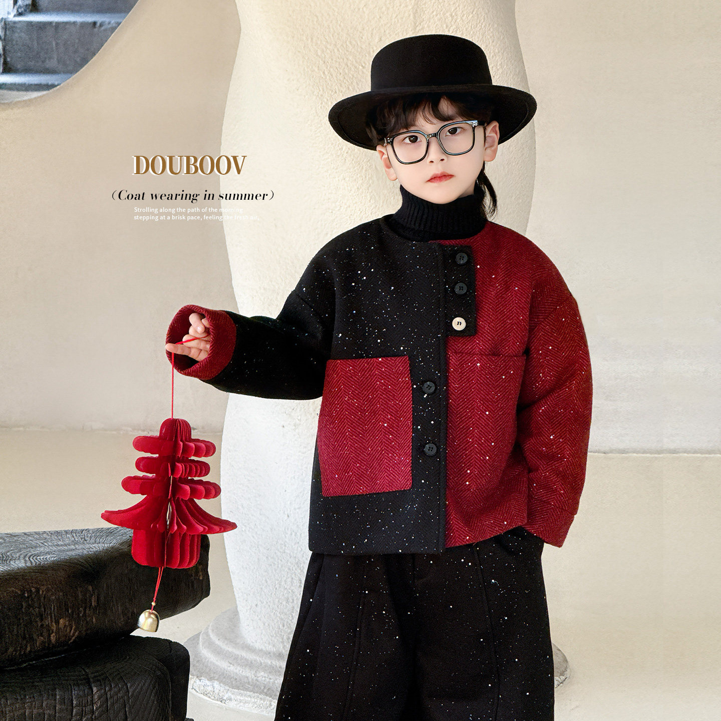 男童小香风亮片外套2025秋冬加厚儿童韩系细闪撞色新年毛呢外套潮,童装/婴儿装/亲子装,普通外套,淘宝优惠券,粉丝福利购,淘宝优惠卷