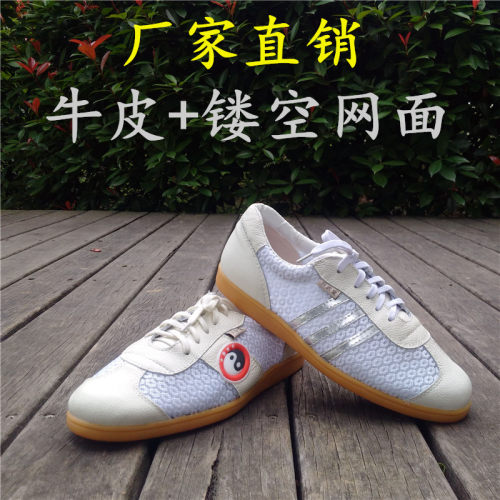 太极鞋牛筋底洞洞网面真皮
