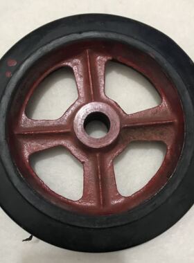 8寸20mm无轴承打孔轮铸铁芯橡胶轮子脚轮空压机承重轮子25mm28mm