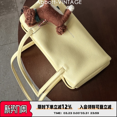 AbbottVINTAGE【大笔筒包】复古小众头层皮牛皮枕头包单肩手提女