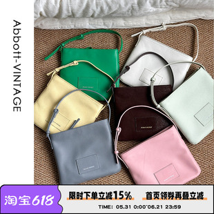 AbbottVINTAGE【小吐司方包】复古头层牛皮单肩斜挎小包轻薄