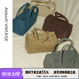 AbbottVINTAGE【笔筒包】复古小众磨砂皮羊皮枕头包单肩斜挎女