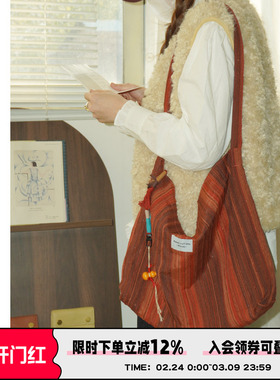 AbbottVINTAGE【秋日果实】复古棉混纺双层包百搭轻便单肩女包