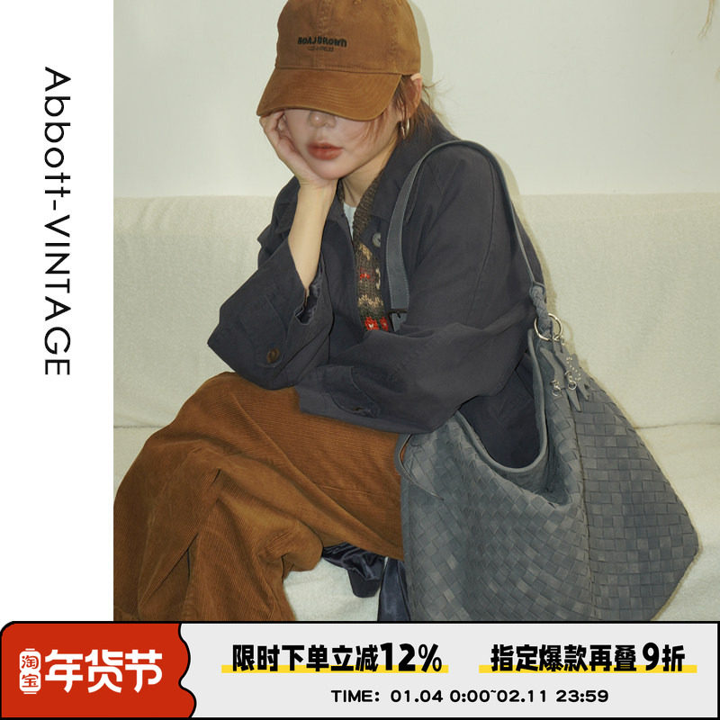 AbbottVINTAGE【星芒编织包】复古小众磨砂皮通勤大容量单肩斜挎,箱包皮具/热销女包/男包,通用款女包,淘宝优惠券,粉丝福利购,淘宝优惠卷