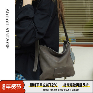 AbbottVINTAGE【大吐司方包】复古头层牛皮单肩简约包轻薄原创秋