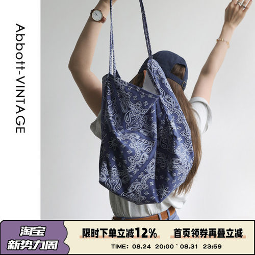 Abbott Vintage【腰果花】帆布民族风印花大布包通勤单肩休闲女