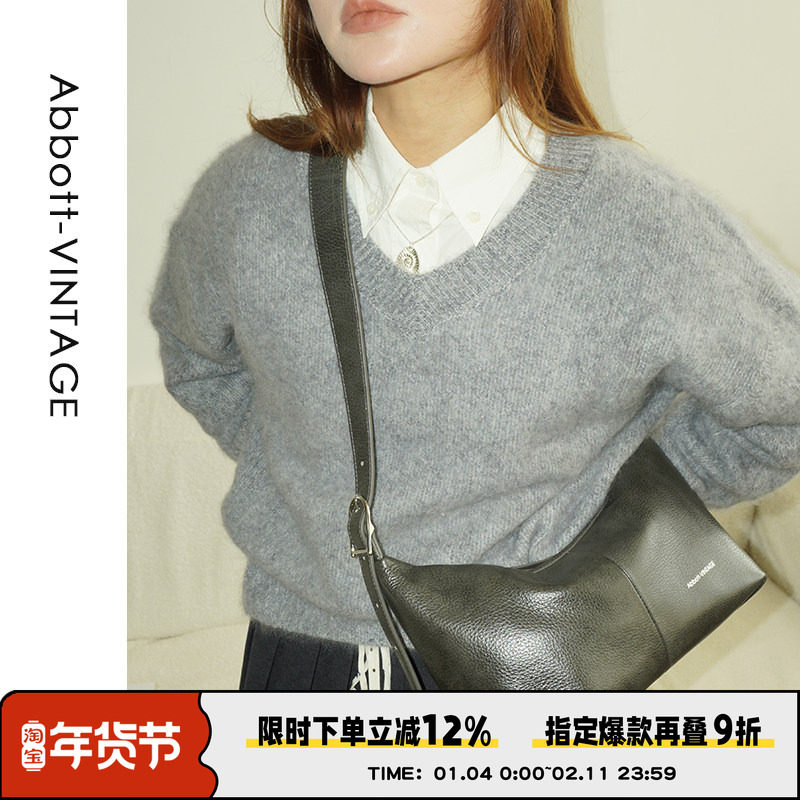 AbbottVINTAGE【流浪包】头层牛皮小众休闲邮差包女包斜挎包秋冬,箱包皮具/热销女包/男包,通用款女包,淘宝优惠券,粉丝福利购,淘宝优惠卷