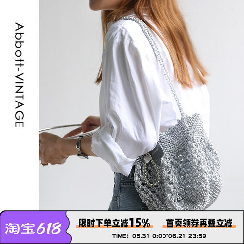 AbbottVINTAGE【金豆包】小众手工钩织多巴胺编织包手提单肩女包