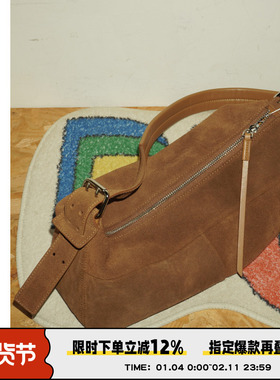 AbbottVINTAGE【腊肠包】牛皮女包磨砂长款托特包简约复古单肩