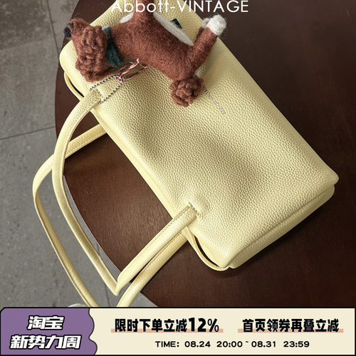 AbbottVINTAGE【大笔筒包】复古小众头层皮牛皮枕头包单肩手提女