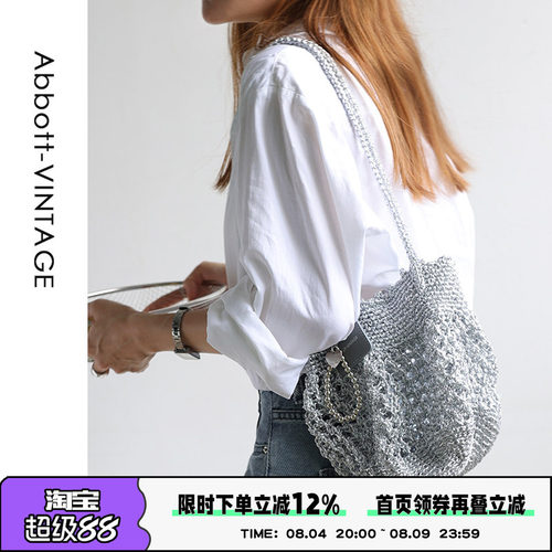 AbbottVINTAGE【金豆包】小众手工钩织多巴胺编织包手提单肩女包