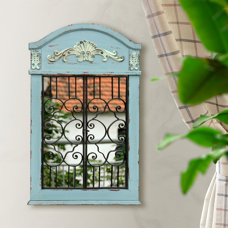 欧式田园假窗户复古壁饰装饰墙面装饰做旧风美式乡村壁挂假窗墙饰