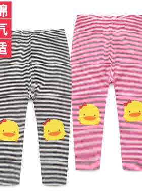 可爱春秋女宝宝纯棉条纹休闲裤