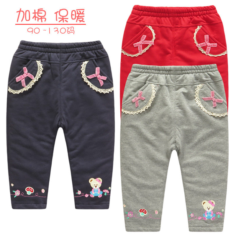 冬季女童装棉裤保暖裤韩版时尚女宝宝加棉厚裤子休闲裤夹棉长裤潮