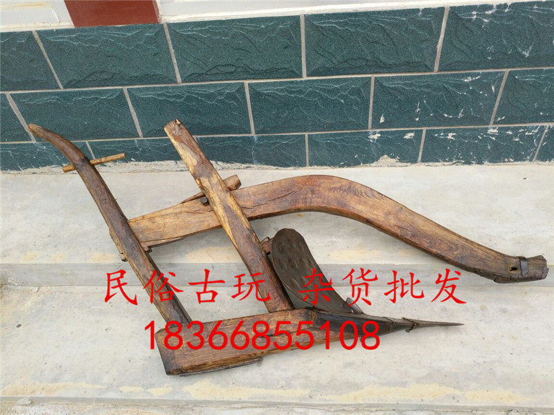 农村民俗装饰摆件木犁怀旧老物件老农具锄头景区农耕文化展示展览_虎窝淘