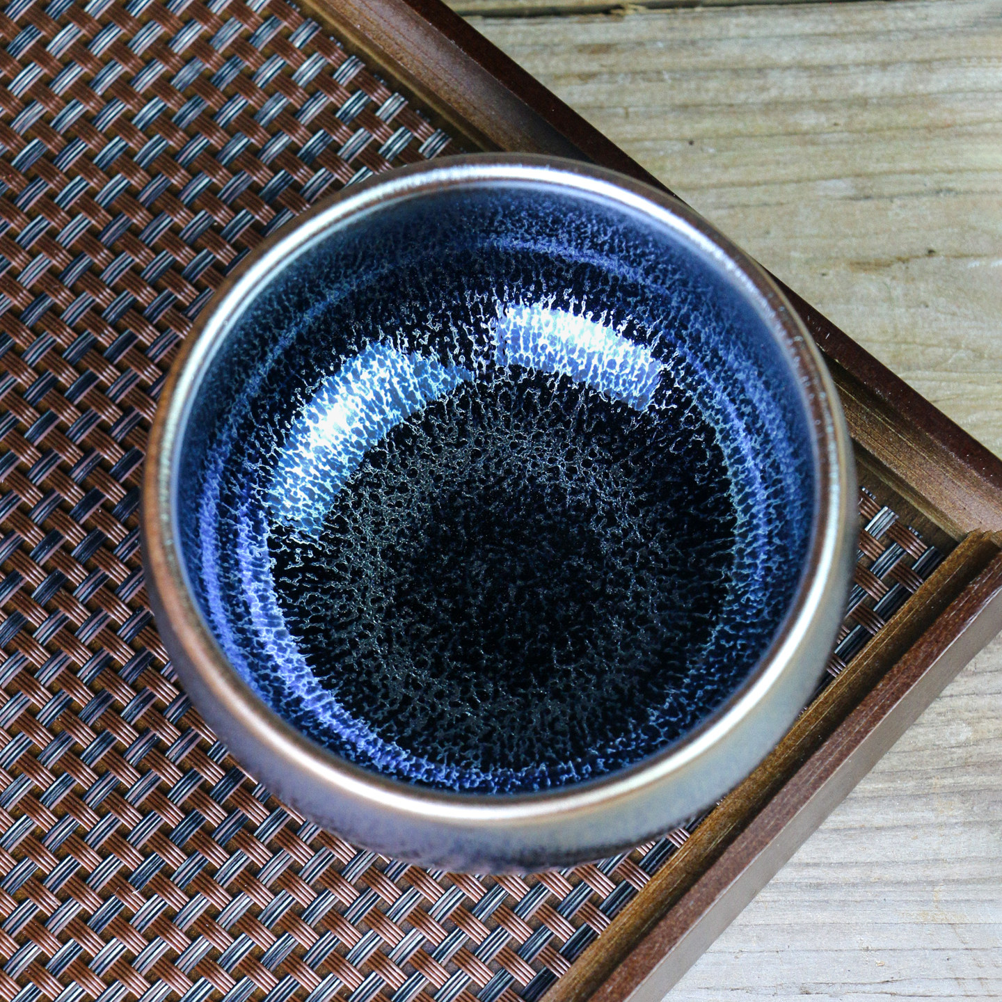大号建盏蓝麒麟变色主人杯图片