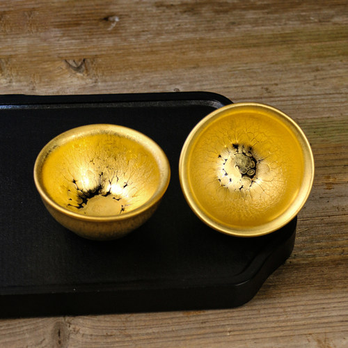 24K黄金全手工金油滴建盏主人杯