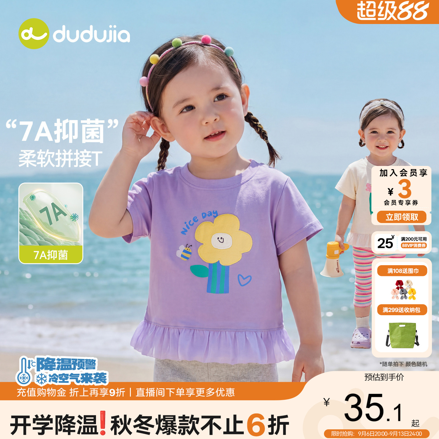 嘟嘟家儿童T恤女童夏季短袖上衣宝宝衣服打底女孩童装夏装好看t类
