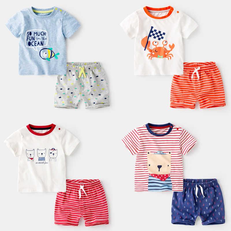 嘟嘟家自營款2童裝男童套裝寶寶夏裝3歲嬰兒兩件套5純棉衣服兒童5