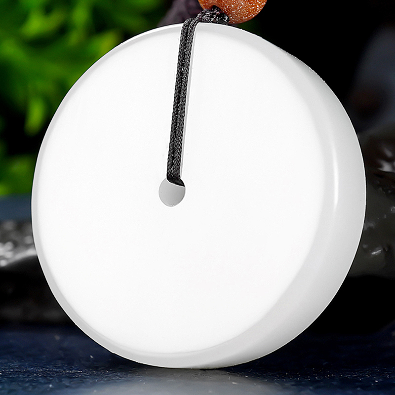 和田玉 羊脂白玉 平安扣 玉圆满 吊坠 挂件28.克 结构过灯