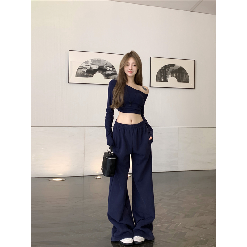 辣妹跳爵士舞斜领露肩长袖T恤宽松阔腿裤jazz两件套装女团风练功,运动/瑜伽/健身/球迷用品,爵士舞服装,淘宝优惠券,粉丝福利购,淘宝优惠卷