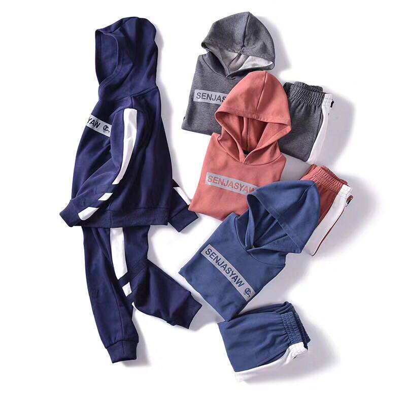 男女童运动套装春秋季新款儿童中大童纯棉休闲连帽舒适衣裤