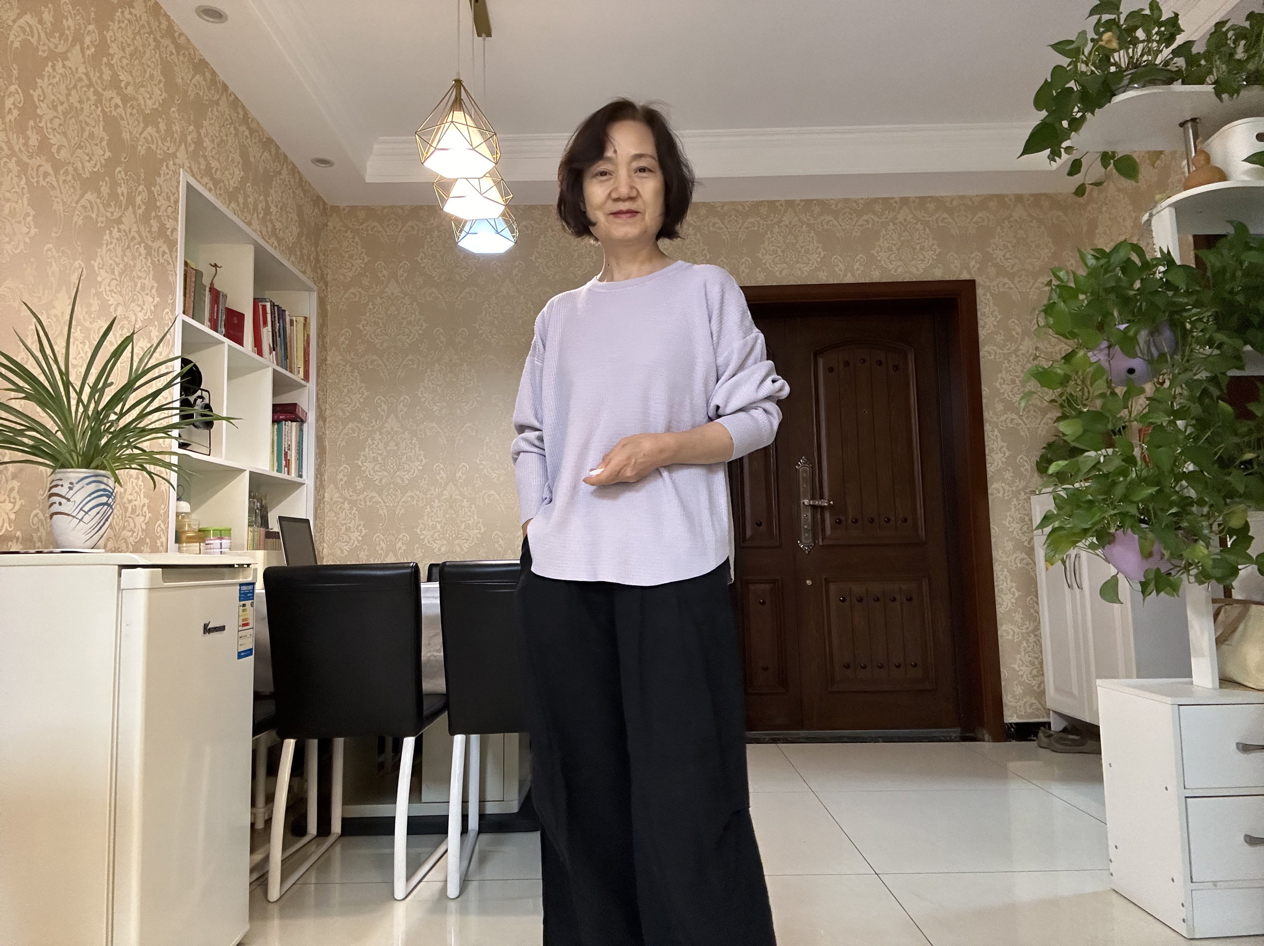 谦谦甄选～秋冬圆领宽松针织衫开叉款