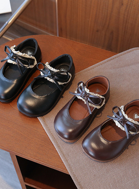 女童公主鞋皮鞋2025早秋新款儿童玛丽珍鞋子洋气黑色童鞋女宝软底