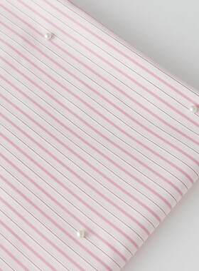粉色条纹钉珠涤棉服装童装布料