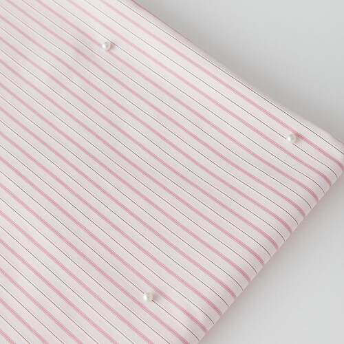粉色条纹钉珠涤棉服装童装布料