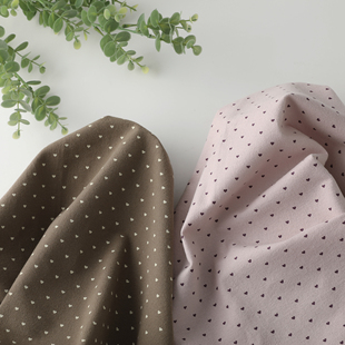 ins韩风爱心印花纯棉磨毛布料秋冬连衣裙衬衫童装服装棉布面料