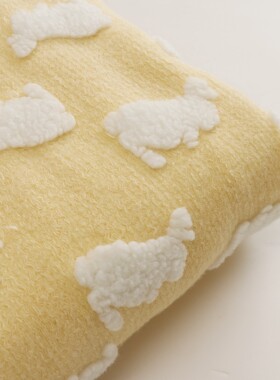 针织仿毛呢暖黄色可爱兔子提花面料女童外套卫衣斗篷手工diy布