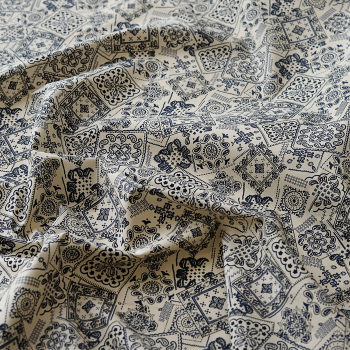 纯棉60支复古印花棉布服装面料