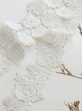 纯白色水溶花边辅料衣服服装装饰diy手工手账幼儿园装饰材料