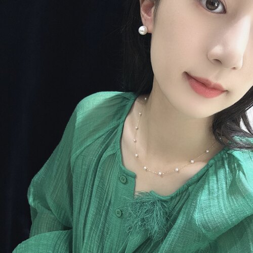 JANE简珠满天星珍珠项链Akoya海水珍珠颈链女18K金颈饰爆款百搭款
