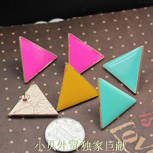 夸张倒三角形糖果色时尚耳环925银针耳钉